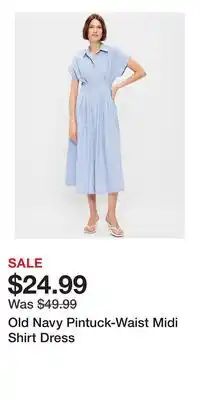 Old Navy Old Navy Pintuck-Waist Midi Shirt Dress offer