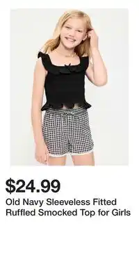 Old Navy Old Navy Sleeveless Fitted Ruffled Smocked Top for Girls offer