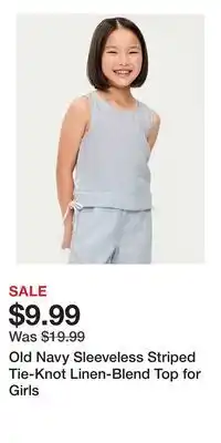 Old Navy Old Navy Sleeveless Striped Tie-Knot Linen-Blend Top for Girls offer