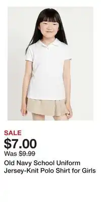 Old Navy Old Navy School Uniform Jersey-Knit Polo Shirt for Girls offer