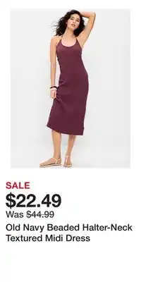 Old Navy Old Navy Beaded Halter-Neck Textured Midi Dress offer