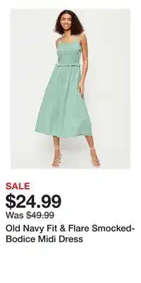 Old Navy Old Navy Fit & Flare Smocked-Bodice Midi Dress offer