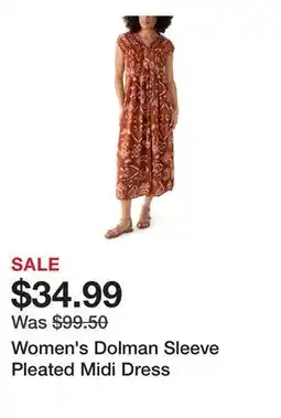 Belk Women's Dolman Sleeve Pleated Midi Dress offer