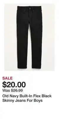 Old Navy Old Navy Built-In Flex Black Skinny Jeans For Boys offer