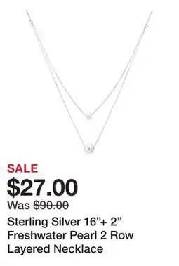 Belk Sterling Silver 16+ 2 Freshwater Pearl 2 Row Layered Necklace offer