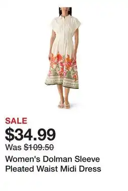 Belk Women's Dolman Sleeve Pleated Waist Midi Dress offer