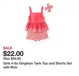 Belk Girls 4-6x Gingham Tank Top and Shorts Set with Bow offer
