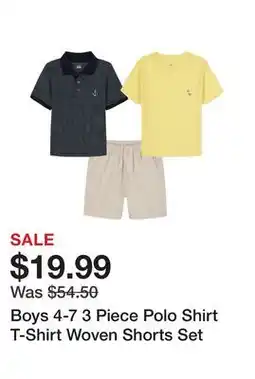 Belk Boys 4-7 3 Piece Polo Shirt T-Shirt Woven Shorts Set offer