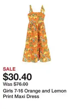 Belk Girls 7-16 Orange and Lemon Print Maxi Dress offer
