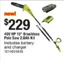 The Home Depot 40V HP 10" Brushless Pole Saw 2.0Ah Kit offer