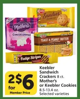 Albertsons Keebler Sandwich Crackers 8 ct. Mother's or Keebler Cookies offer