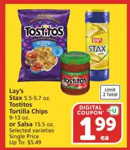 Albertsons Lay's Stax 5.5-5.7 oz. Tostitos Tortilla Chips 9-13 oz. or Salsa 15.5 oz offer