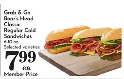 Pavilions Boar's Head Classic Regular Cold Sandwiches offer
