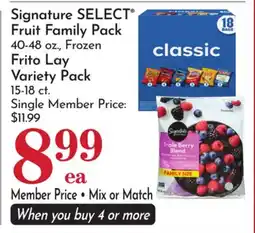 Pavilions Signature SELECT Fruit Family Pack 40-48 oz., Frozen Frito Lay Variety Pack 15-18 ct offer