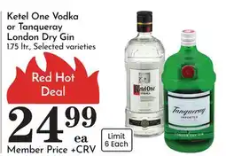 Pavilions Ketel One Vodka or Tanqueray London Dry Gin offer