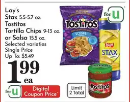 Pavilions Lay's Stax 5.5-5.7 oz. Tostitos Tortilla Chips 9-13 oz. or Salsa 15.5 oz offer