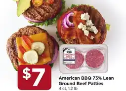 Food 4 Less American BBQ 73% Lean Ground Beef Patties offer