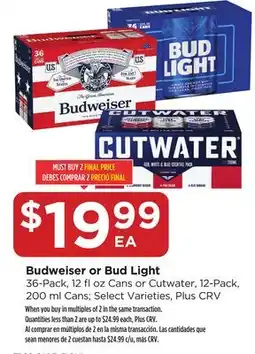 Food 4 Less Budweiser or Bud Light offer