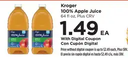 Food 4 Less Kroger 100% Apple Juice offer