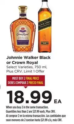 Food 4 Less Johnnie Walker Black or Crown Royal offer