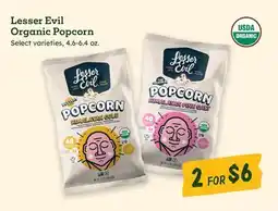 Sprouts Farmers Market Lesser Evil Organic Popcorn offer