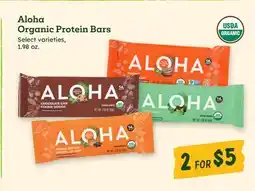 Sprouts Farmers Market Aloha Organic Protein Bars offer