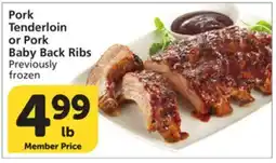 Vons Pork Tenderloin or Pork Baby Back Ribs offer