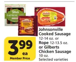 Vons Johnsonville Cooked Sausage 12-14 oz. or Rope 12-13.5 oz. or Gilberts Chicken Sausage 10 oz offer