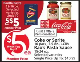 Vons Coke or Sprite, Rao's Pasta Sauce offer
