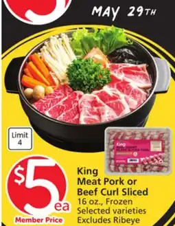 Vons King Meat Pork or Beef Curl Sliced offer