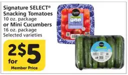 Vons Signature SELECT Snacking Tomatoes 10 oz. package or Mini Cucumbers 16 oz. package offer