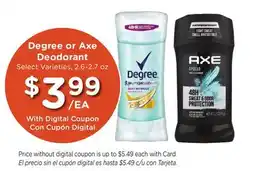 Ralphs Degree or Axe Deodorant offer