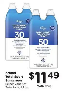 Ralphs Kroger Total Sport Sunscreen offer