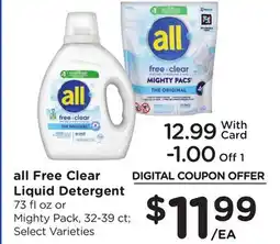 Ralphs all Free Clear Liquid Detergent offer