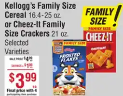 Smart & Final Kellogg's Family Size Cereal or Cheez-It Family Size Crackers offer