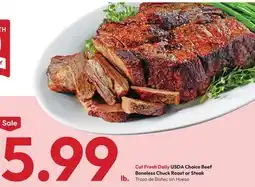 Stater Bros USDA Choice Beef Boneless Chuck Roast or Steak offer