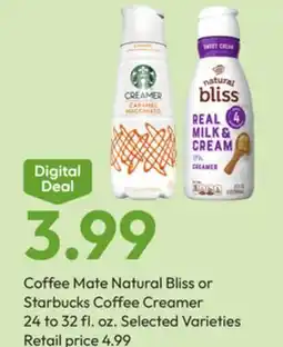 Stater Bros Coffee Mate Natural Bliss or Starbucks Coffee Creamer offer
