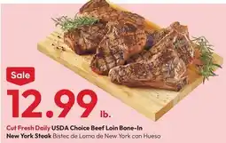 Stater Bros USDA Choice Beef Loin Bone-In New York Steak offer