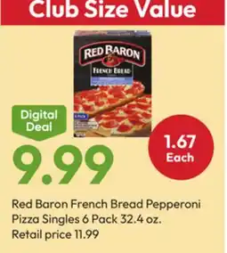 Stater Bros Red Baron French Bread Pepperoni Pizza Singles offer