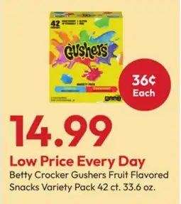 Stater Bros Betty Crocker Gushers Fruit Flavored Snacks Variety Pack offer