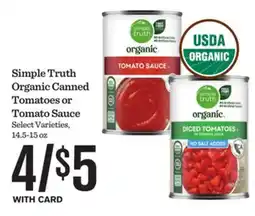 Mariano's Simple Truth Organic Canned Tomatoes or Tomato Sauce offer