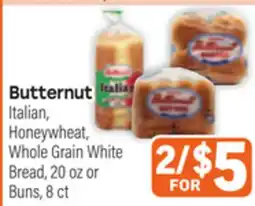Tony’s Fresh Market Butternut Italian, Honeywheat, Whole Grain White Bread, 20 oz or Buns, 8 ct offer