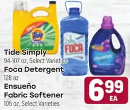 Tony’s Fresh Market Tide Simply or Foca Detergent or Ensueño Fabric Softener offer