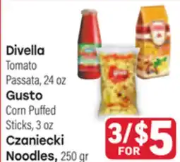 Tony’s Fresh Market Divella, Gusto or Czaniecki Noodles offer