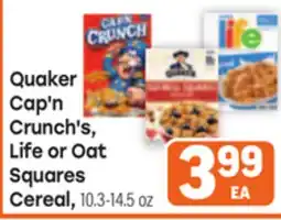 Tony’s Fresh Market Quaker Cap'n Crunch's, Life or Oat Squares Cereal offer