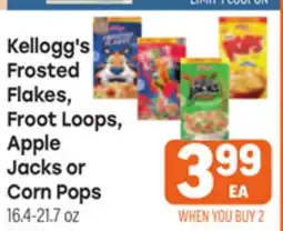Tony’s Fresh Market Kellogg's Frosted Flakes, Froot Loops, Apple Jacks or Corn Pops offer