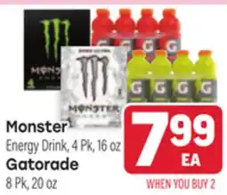 Tony’s Fresh Market Monster or Gatorade offer