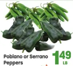 Tony’s Fresh Market Poblano or Serrano Peppers offer