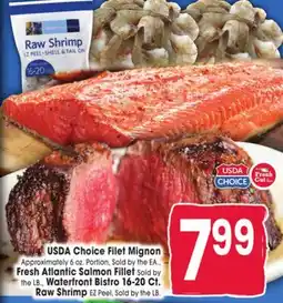 Jewel-Osco USDA Choice File Mignon, Fresh Atlantic Salmon Fillet, Raw Shrimp offer