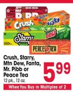 Jewel-Osco Crush, Starry, Mtn Dew, Fanta, Mr. Pibb or Peace Tea offer